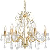 vidaXL Lustre avec perles de cristal rond 6xE14 doré