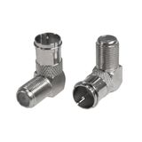 Seki 10 x F-stekker Quick naar F-bus hoek adapter coaxiale SAT-tv-antennes connector voor RG6 RG59 kabel metaal 10 stuks