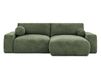 Canapé d'angle convertible en velours vert réversible 4 places