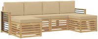 vidaXL - Buiten - bank - set - 6 - st - Wit - en - Beige - Polyester