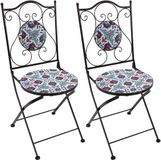 AXI Amélie Bistro Stoelen – Inklapbaar – Helderblauw – Metalen inklapbare tuinstoelen – Hoge rugleuning – Set van 2 stuks – Mozaïeklook – Ingelegd met keramische tegels – 150 kg draagkracht – Tuin, terras of balkon