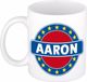 Bellatio Decorations - Aaron voornaam - koffiemok - beker - wit/blauw - 300 ml