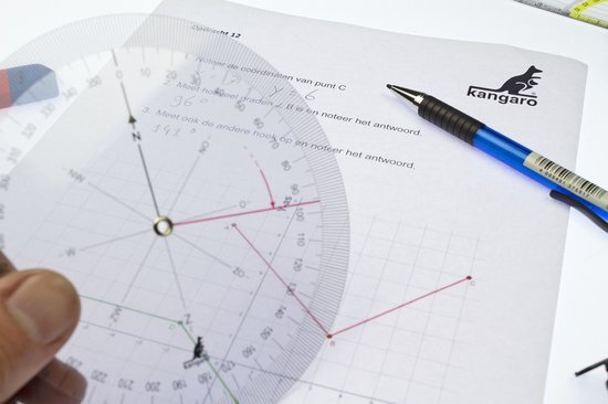 Kangaro Koershoekmeter kunststof 126mm transparant