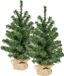 Everlands Mini kerstboompjes - 2x st - vert - 45 cm - in jute zak - kunstboom
