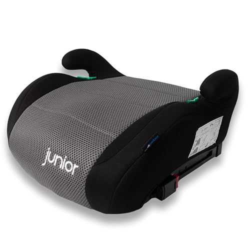 PETEX Autostoelverhoger met Isofix - Max Plus, i-Size ECE R129, ca. 7 tot 12 jaar, voor lichaamslengte van 125 tot 150 cm, zitverhoging, grijs