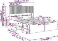 vidaXL Bedframe met opbergruimte en hoofdbord Wit 160 x 200 cm