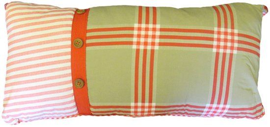 Marieke at Home Natural Check Sierkussen - 30x60 cm - Red