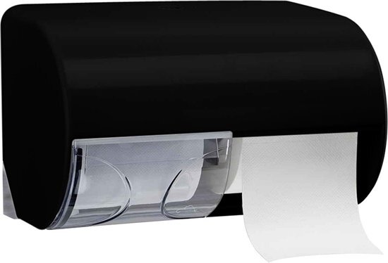 Marplast Duo Toiletrol houder A75513 â€“ zwart â€“ voor 2 rollen traditioneel toiletpapier â€“ afsluitbaar â€“ met schuifje zwart, transparant