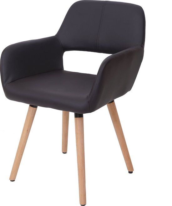 MCW Eetkamerstoel - Retro jaren 50 Design - Kunstleer - Bruin - Lichtgekleurde Poten