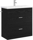 vidaXL Badkamermeubel Set Zwart eiken 81 x 40 x 84,5 cm Bewerkt hout