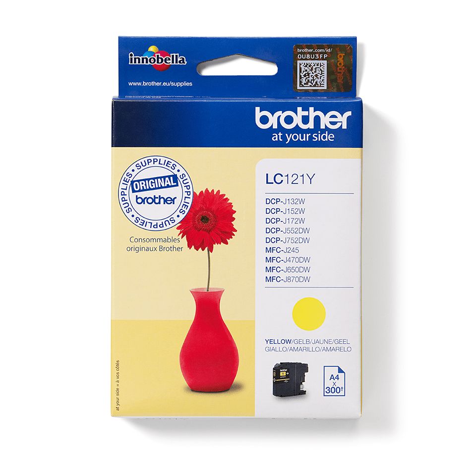 Brother LC-121Y Yellow Ink Cartridge - Original - 300 Pages