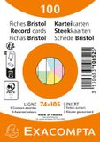 Exacompta Pak 100 steekkaarten onder krimpfolie - Bristol gelijnd niet geperforeerd 74x105mm - Geassorteerd - 10852E