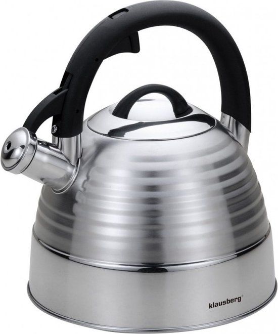 Merkloos KLAUSBERG Top Choice Fluitketel - 3 liter - Zilverkleurig - RVS