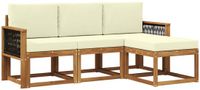 vidaXL - Acacia Houten Loungeset - 4-delig - Natuurlijk en Crème