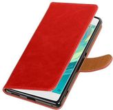 BAOHU Book Case for Sony Xperia C6 - Red - Wallet Case - 3 Card Slots