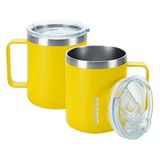 BJPKPK Unisex's CM14 geïsoleerde koffiemok, geel, 14 oz (410ml)