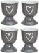 Bol 4x Eierdopje grijs met hartje 6 x 5 cm
