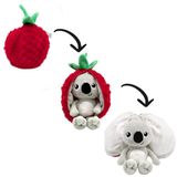 FLIPETZ by Les DÉGLINGOS - omkeerbaar pluche dier koala framboos - knuffeldier 2-in-1 ultra zacht - cadeau voor geboorte uniseks en eerste leeftijd - rood en grijs, 20 cm
