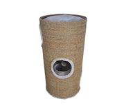 Dehner Tassilo Krabton voor katten, kattenhol, krabpaal, speelton, kattentoren, kattenmeubel, krabtoren, met 2 niveaus en 3 ingangen, Ø 36 cm x 70 cm, met sisal pluche, incl. speelmuis