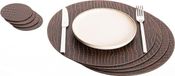 Placemats et sous-verres ronds sans marque en cuir recyclé - set de 4 pièces - placemats de 33 cm - sous-verres de 10 cm