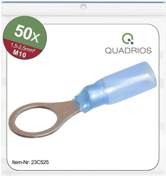 Quadrios 23C525 Ringkabelschoen | 2.5 mm² | 10.5 mm | Blauw | 50 stuks