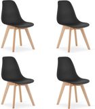 Viking Choice KITO - Eetkamerstoel - set van 4 eettafelstoelen - houten onderstel - zwart