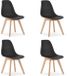 Viking Choice KITO - Eetkamerstoel - set van 4 eettafelstoelen - houten onderstel - zwart