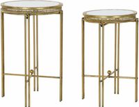 DKD Home Decor Bijzettafel Spiegel Metaal Licht Koper (39 x 39 x 59 cm) (2 stuks)