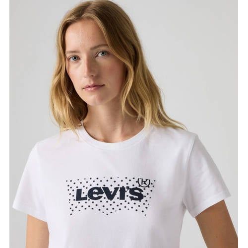 Levi's THE PERFECT TEE rechtvallend T-shirt met stippen - wit
