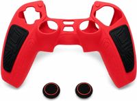 oCreon PlayStation 5 Beschermhoes - Siliconen Controller Hoes met Gripzones en Thumbstick Dopjes - Rood/Zwart