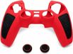 oCreon PlayStation 5 Beschermhoes - Siliconen Controller Hoes met Gripzones en Thumbstick Dopjes - Rood/Zwart