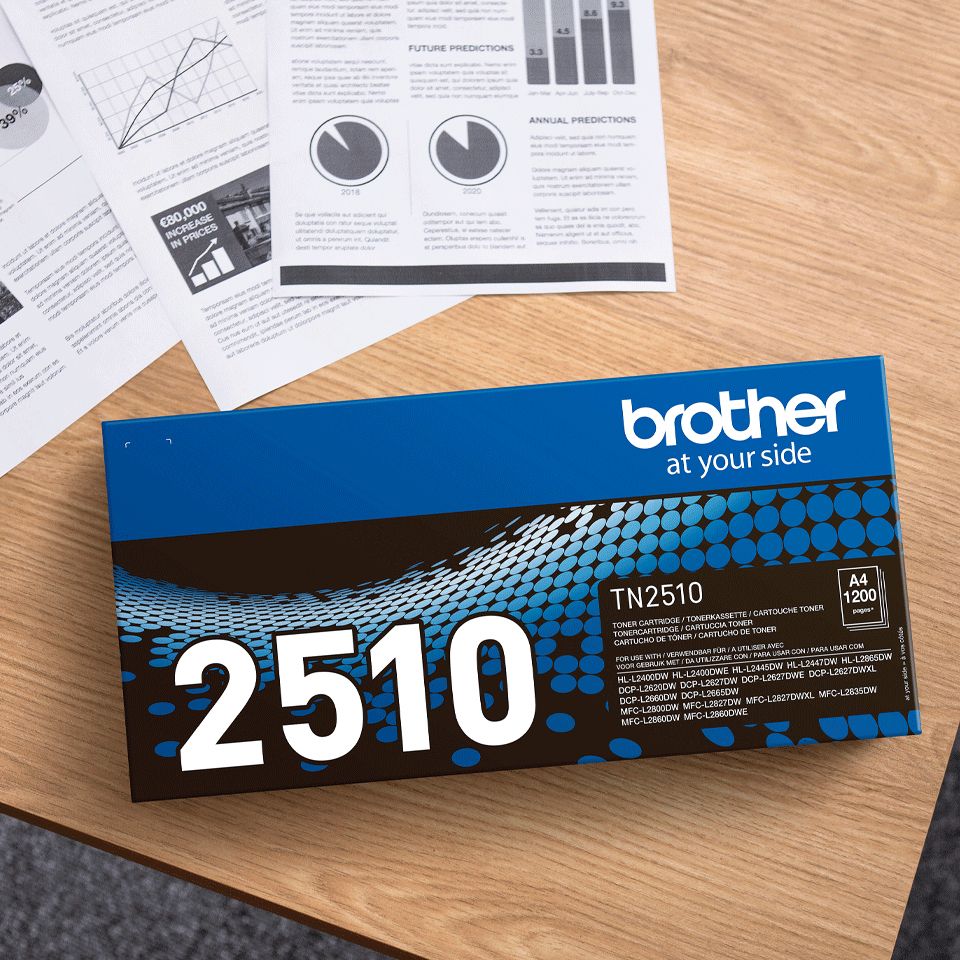 Brother TN-2510 Toner Cartridge - Black - Original - 1200 Pages