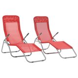 VidaXL Chaises longues pliantes 2 pièces textilène rouge