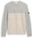 Tom Tailor - Gebreide trui met structuurmix - Maat XXL - grey offwhite nep colorblock
