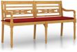 vidaXL Bankje Batavia met rood kussen 150 cm massief teakhout