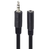 PremiumCord Verlengkabel 3,5 mm, lengte 5 m, jack 3,5 mm, plug naar female aansluiting, Aux headset audio verlengkabel, afgeschermd, kleur zwart kjackmf5