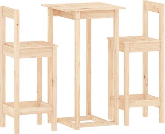 vidaXL 3-delige Barset massief grenenhout