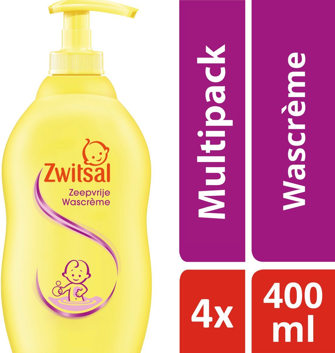 Zwitsal Zeepvrije Wascrème 4 x 400 ml - Voordeelverpakking