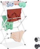 Merkloos Relaxdays droogtoren - inklapbaar - uitschuifbaar - 3 verdiepingen - ruimtebesparend - metaal - wit