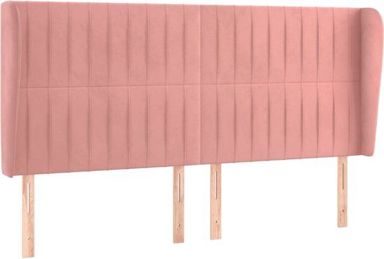 vidaXL Hoofdbord met randen 203x23x118/128 cm fluweel roze