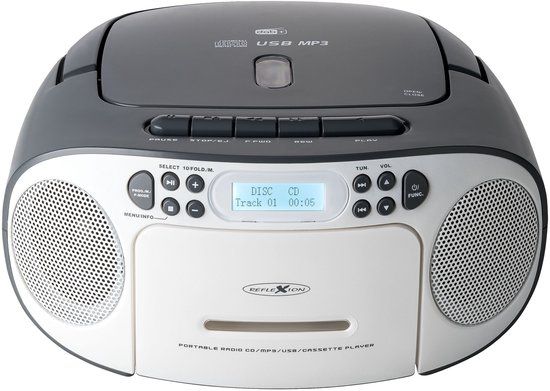 Reflexion RCR2260DAB/GR Radio/CD-speler DAB+, DAB, VHF (FM) AUX, CD, Cassette, USB - Wit/Grijs
