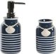 Accessoires de salle de bain internationaux Set gobelet/distributeur de savon - Bleu/Blanc