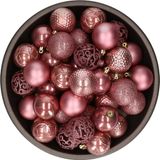 Shoppartners Bv 37x Boules de Noël en plastique rose poudré (Velvet Pink) 6 cm Mix