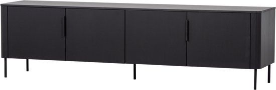 WOOOD Gunnar Tv Meubel - Grenenhout - Matzwart - 56x200x44