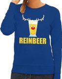 Bellatio Decorations Reinbeer Foute kersttrui / sweater Reinbeer blauw voor dames - Kersttruien 2XL