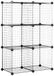 Amazon Basics Kubus met 6 planken, in elkaar grijpend, 1 opbergeenheid met metalen gaas, 27 kg maximaal gewicht per plank, zwart, 37 cm x 77 cm x 114 cm (d x b x h)