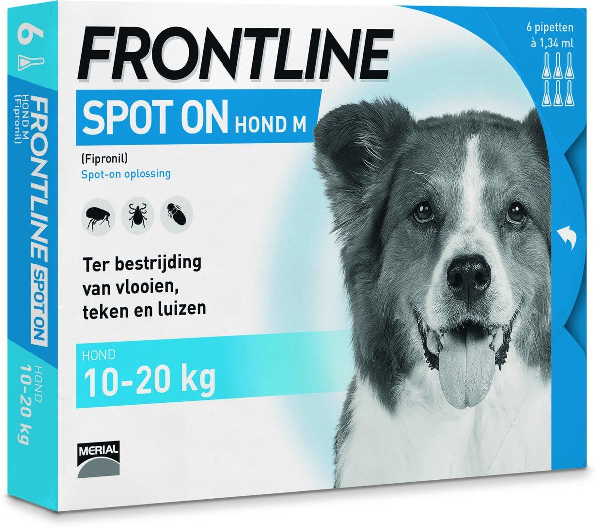 Frontline Spot On M Anti vlooienmiddel Hond 10 tot 20 kg 6 pipetten