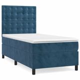 vidaXL Boxspringbed met matras, fluweel, donkerblauw, 180x200 cm