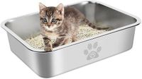 OEM Ronde kattenbak van roestvrij staal, metalen kattenbak, waterdicht, geurloos en met een antislipcoating. Geschikt voor kittens. Afmetingen: 39,5 x 29,5 x 10 cm