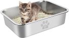 OEM Ronde kattenbak van roestvrij staal, metalen kattenbak, waterdicht, geurloos en met een antislipcoating. Geschikt voor kittens. Afmetingen: 39,5 x 29,5 x 10 cm